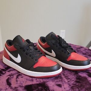 Jordan Athletic Shoes in Black, Red, and White